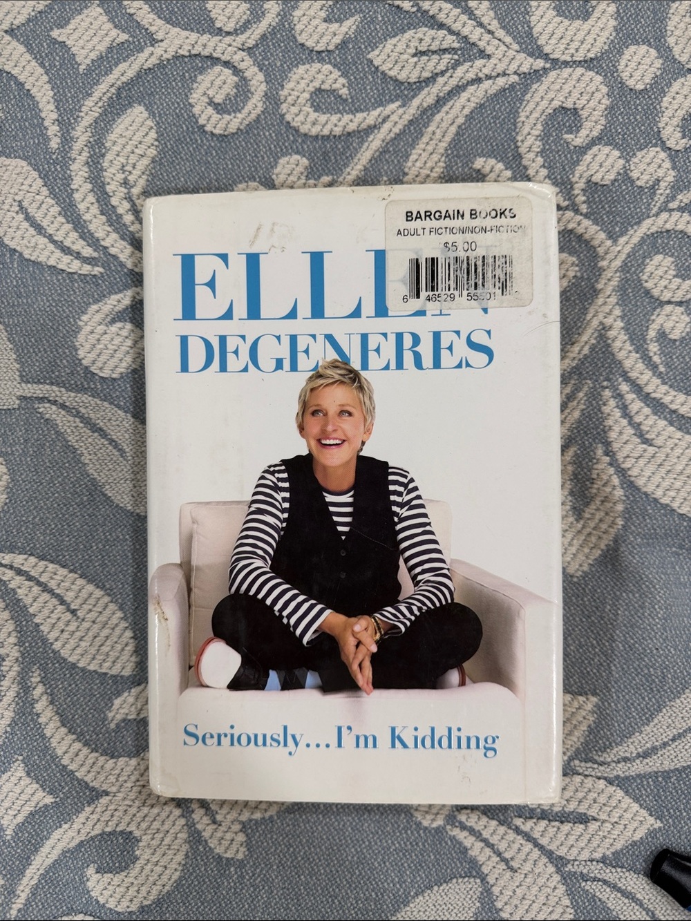 Ellen Degeneres Black Vest with Black-and-White Striped Top